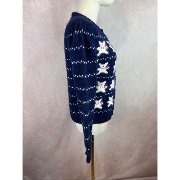 Vintage 1980s 1990s Teddy Bear Cardigan Wool Blend Marisa Christina - Picture 6 of 7